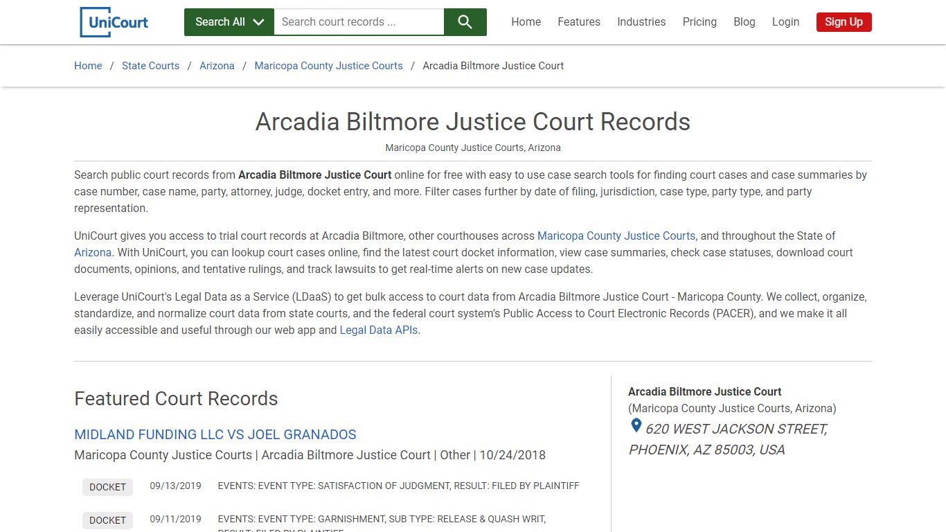 Arcadia Biltmore Justice Court Records | Maricopa | UniCourt